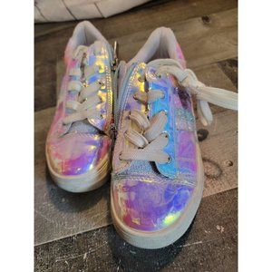 Kidpik holographic glitter striped 1 girl's shoe
